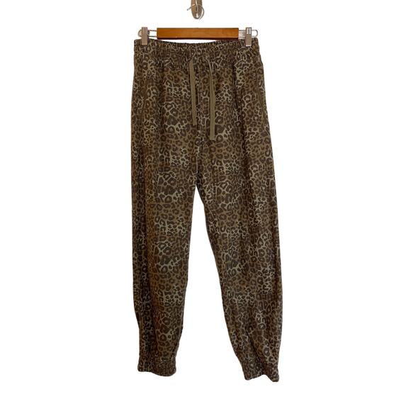 Tna Aritzia Alix Leopard Print Joggers Size S Brown Animal Pull-On Streetwear - Picture 1 of 8